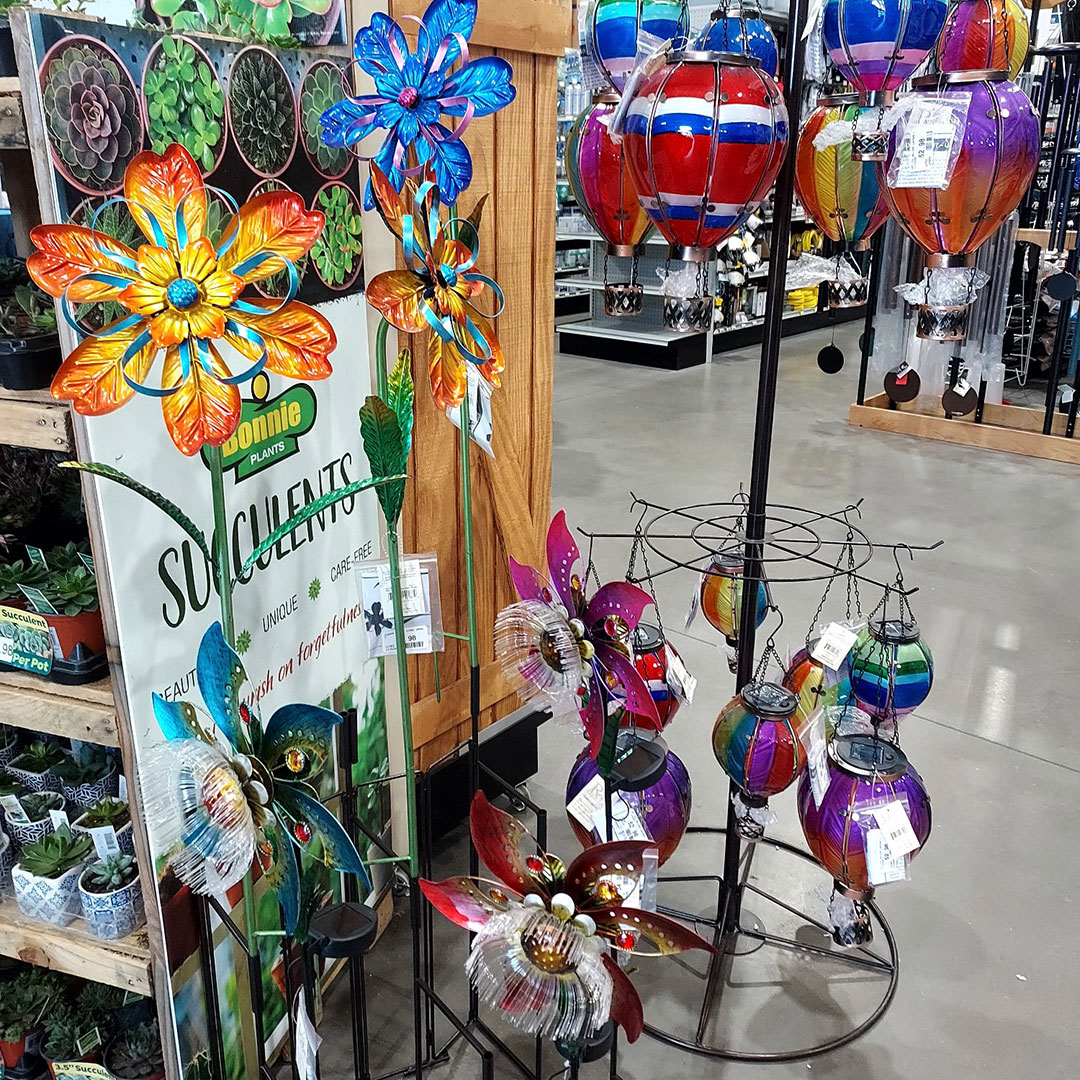 wind spinners at Lowry's general store in harmony, nc